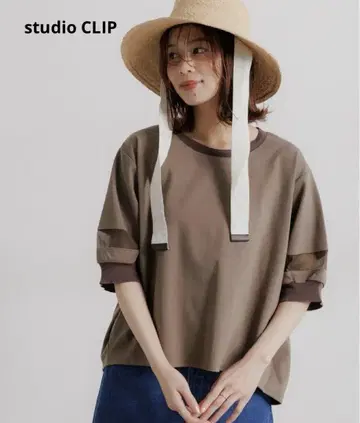 studio CLIP 소매 시어 라인 풀오버 반팔