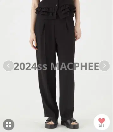 맥피 백 새틴 조젯 턱 테이퍼드 팬츠 32