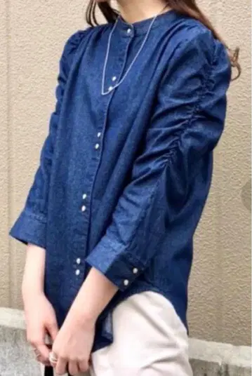 CIAOPANIC 퍼프 슬리브 데님 셔츠 여성용