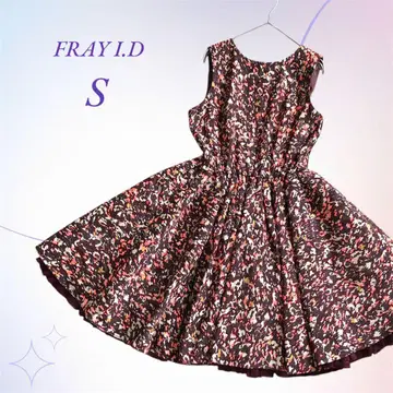 FRAY I.D/글리터 카모플라주 원피스 와인 사이즈 1 튤