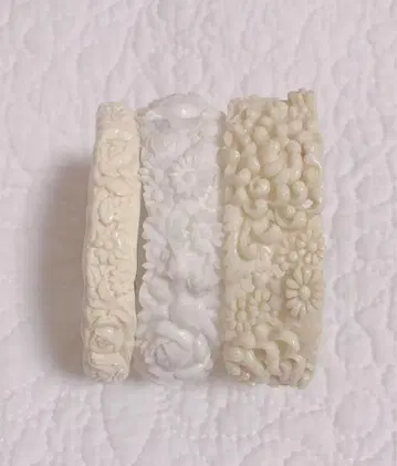 빈티지 아이보리풍 아크릴? 플라워 뱅글 3개 세트