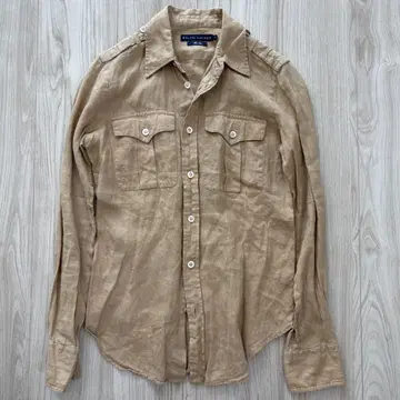 Ralph Lauren 사파리 셔츠 린넨 100% 2 M 베이지 긴팔