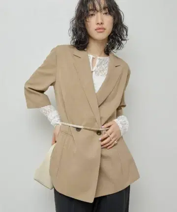 하프 슬리브 자켓 베이지