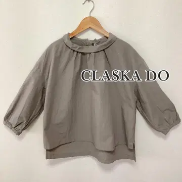 CLASKA Do 블라우스 린넨 혼방 셔츠 반팔 개더 넥 클래스카