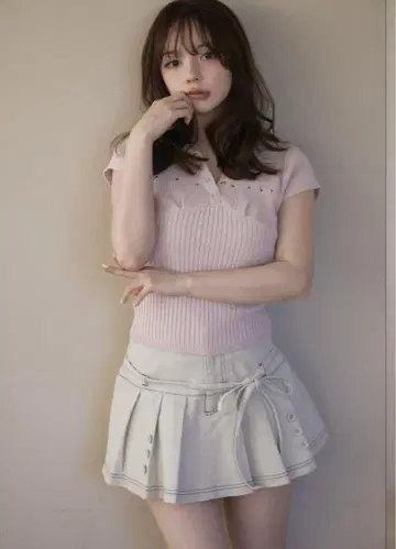 앤드메리 린지 로고 톱스 핑크