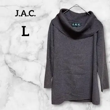 J.A.C. [L] 다크 브라운 상의 긴팔 니트 오프 터틀 라메