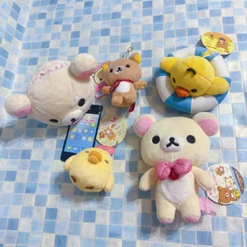 산엑스 리락쿠마 코리락쿠마 봉제 인형 스트랩 5종 세트