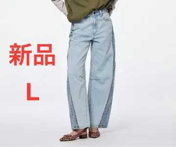 새상품 GU 2톤 배럴 레그 청바지 L 사이즈 블루