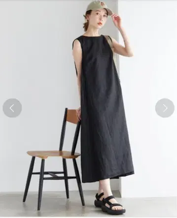 SLOBE IENA 린넨 턱 슬리브리스 원피스 블랙 검정