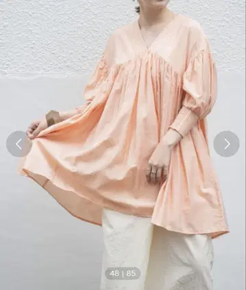 볼륨 개더 미니 원피스 오렌지