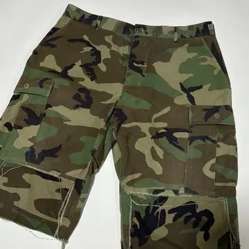 90's 미군 실물 우드랜드 카모 카고 하프 팬츠 군 팬츠 밀리터리