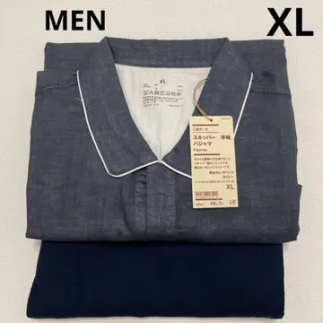 무인양품 신사 이중 거즈 반팔 파자마 네이비 XL