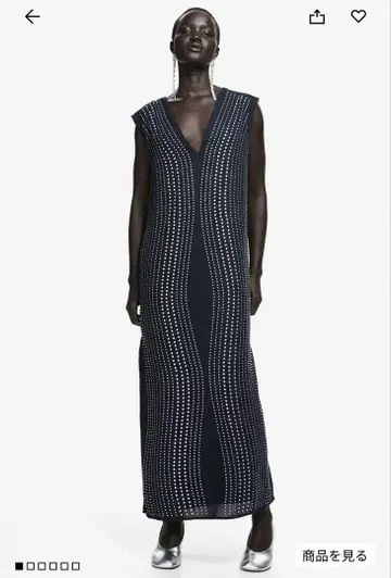 h&m 큐빅 디테일 슬리브리스 롱 원피스 M