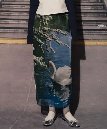 Fog long mesh skirt_Swan 한국 패션 스커트