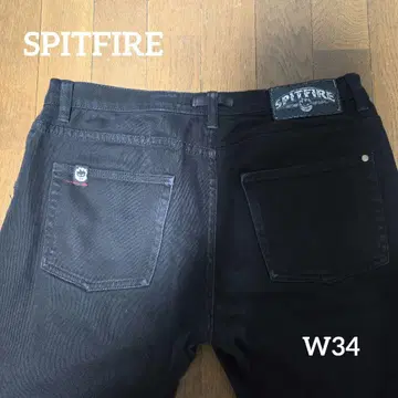 Spitfire 블랙 데님 스트레이트 팬츠 W34 스케이트 스트릿