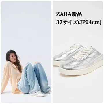 자라 메탈릭 이펙트 뮬 스니커즈 37(JP24cm) 새상품
