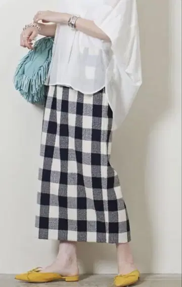 [UNITED ARROWS] 깅엄 체크 타이트 스커트