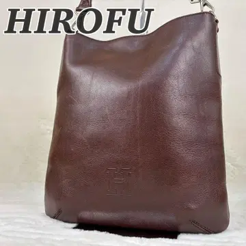HIROFU 히로후 핸드백 원숄더 가죽 브라운 H 로고
