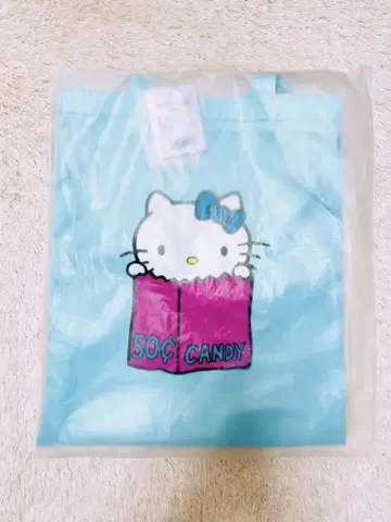 오키나와 한정판 헬로키티 전시회 토트백 블루