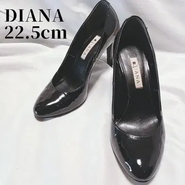 다이애나 에나멜 라운드토 펌프스 하이힐 블랙 22.5cm