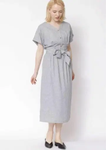 TONAL 페이크 린넨 셋업 블라우스 스커트 그레이