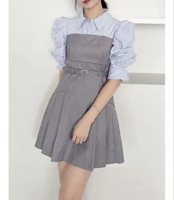 dazzlin 다즐린 레이어드 셔츠 미니 원피스