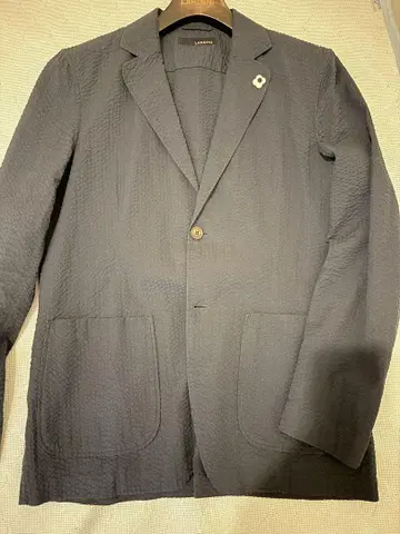 LARDINI 네이비 시어서커 자켓