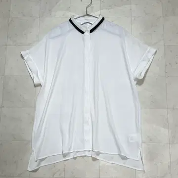BLANC VERT 블랑 베일 반팔 블라우스 비익 버튼 화이트 36