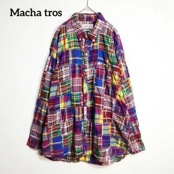 Macha tros 90s 긴팔 셔츠 리메이크풍 패치워크 체크