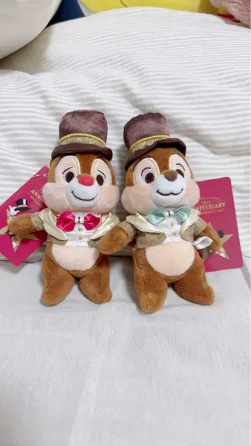 도쿄 디즈니 리조트 25주년 기념 칩과 데일 봉제 인형 키링