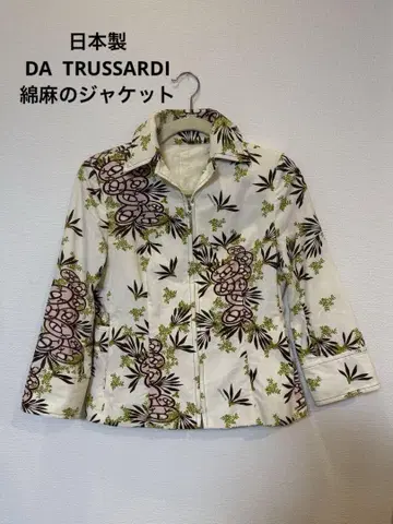 DA TRUSSARDI 일본제 이탈리아 꽃무늬 테일러드 자켓 면 린넨