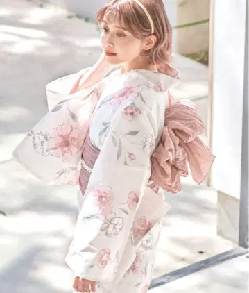 혼자서 입을 수 있는 유카타 세트 와카야마 염색 일본 염색 매실 복숭아