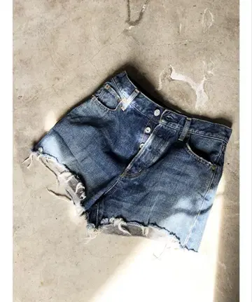 데님 블루 하이웨스트 숏 팬츠