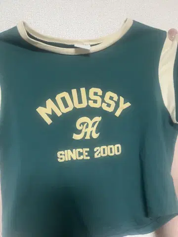 MOUSSY 크롭 티셔츠 그린