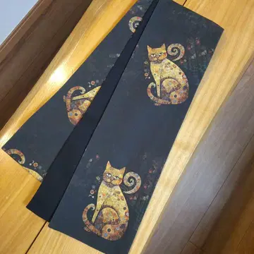 새상품급 클림트풍 고양이 무늬 반폭 오비