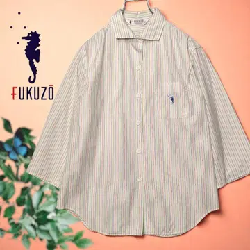 FUKUZO 7부 소매 셔츠 스트라이프 사이즈 34