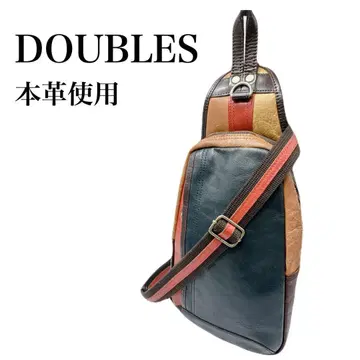 DOUBLES 더블스 바디백 천연 가죽 네이비 멀티 컬러