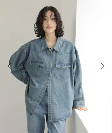 와이드 데님 셔츠