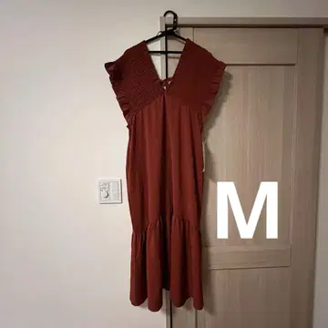 시마무라 주름 새틴 셔링 원피스 M 오렌지 크림슨 컬러