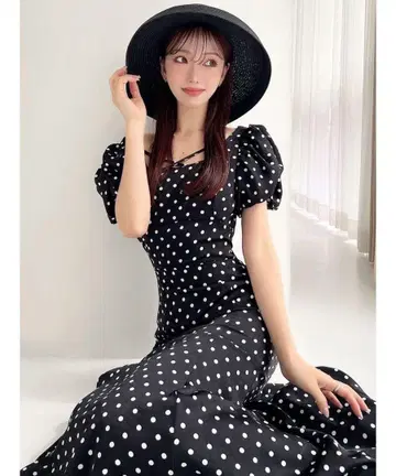 버블 슬리브 머메이드 원피스