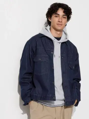 S 유니클로 데님 자켓 68BLUE UNIQLO 인디고