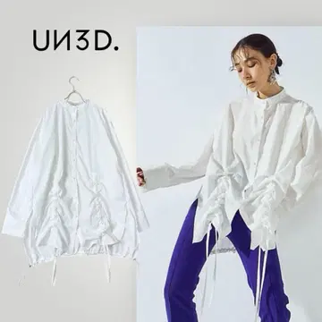 [인기] UN3D.(안스 리드) 헴 개더 셔츠 화이트 프리 사이즈