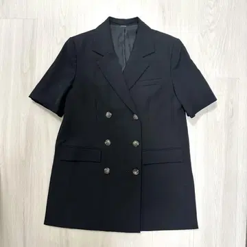 미라 오웬 W 버튼 하프 슬리브 롱 테일러드 자켓