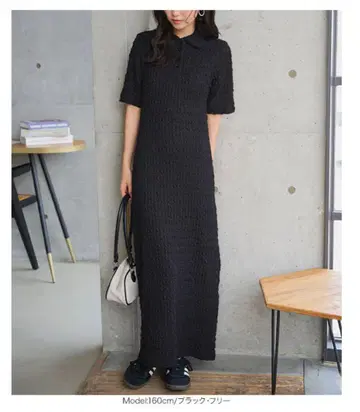 블랙 롱 원피스 반팔