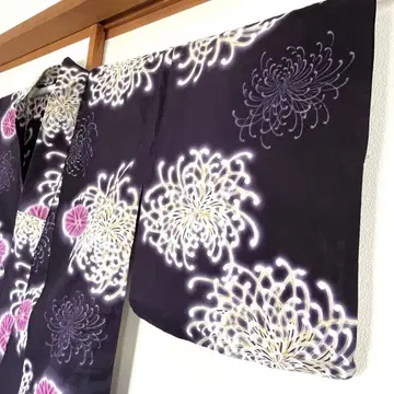 kansai 유카타 네이비 계열 꽃무늬 라메