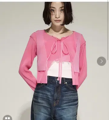 todo 핑크 레이어드 가디건 새상품급