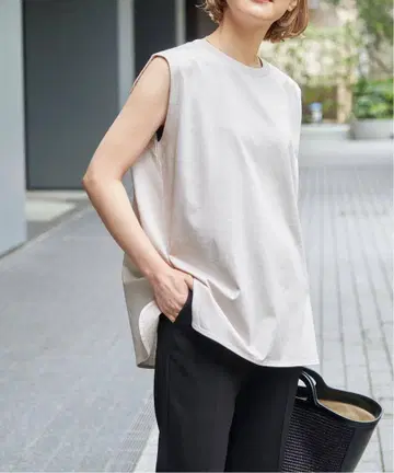 Spick and Span 파인 코튼 슬리브리스 풀오버