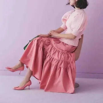 컬러 티어드 스커트 (핑크)