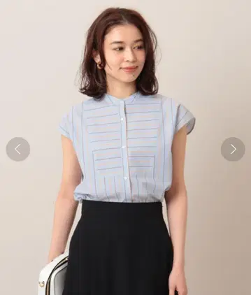 새상품급 언타이틀 스트라이프 프렌치 슬리브 블라우스 2