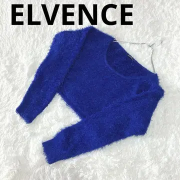 ELVENCE 엘베스(L) 긴팔 니트 스웨터 숏 기장 블루